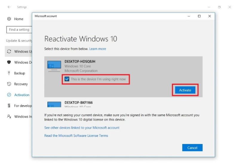 Activation Troubleshooter to re-activate Windows 10