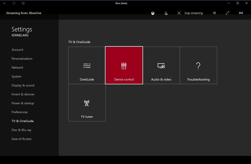 Xbox One settings Device Control
