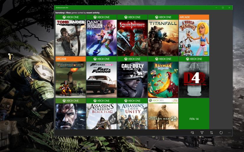 Set an Xbox One achievement art as Windows 10 wallpaper