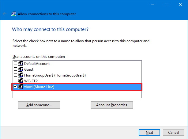 VPN user setup on Windows 10