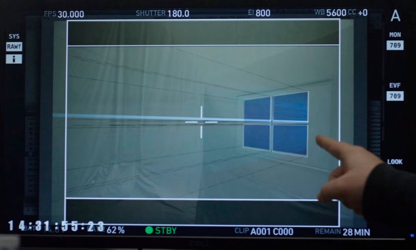 Windows 10 logo on film